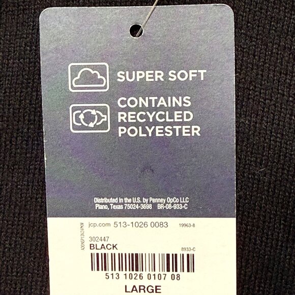 St. Johns Bay Men's Pullover Super Soft Black V-Neck Sweater Size Large NWT - Picture 7 of 10